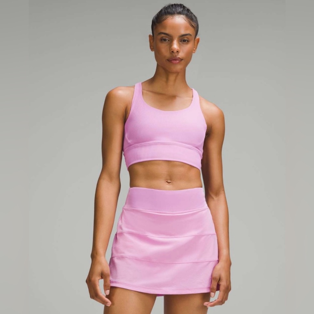 Lululemon Sz 14 Energy Longline Ribbed Bra *Medium Support in Dahlia Mauve Sz 14 - Picture 2 of 16